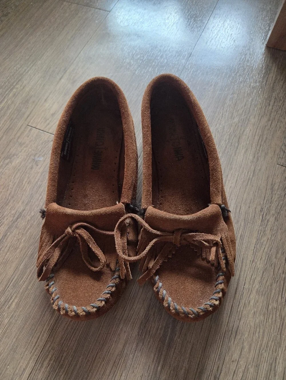 Minnetonka Kilty Suede Bow Detail Moccasins